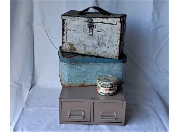 Vintage Metal & Tin Storage Containers (4)