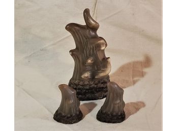 Vintage Carved Horn Sculpture Set (3)