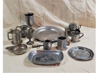 Assortment Of Vintage Pewterware- 14 Pieces