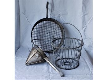 Decorative Galvanized Metal Sifters & Wire Basket