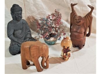 Assortment Of Asian Themed Decor- 5 Pieces