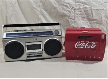 Vintage Sony CFS-400 Boombox & Coca-Cola Am/FM Stereo Cassette Player