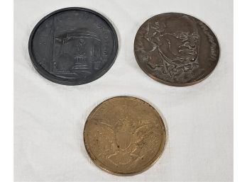Vintage Exonumia Souvenir Bronze  Medals Group- ~3 Pieces