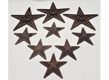 Contemporary Decorative Cast Iron Stars Group- ~9 Pieces