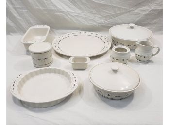 Assorted Collectible Longaberger Pottery Blue Woven Traditions Dinner & Bakeware Group- ~12 Pieces
