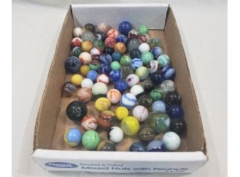 Assorted Vintage Machine-Made Toy Glass Marbles Group- ~76 Pieces