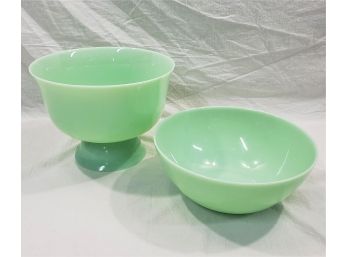 Contemporary Jadeite Green Glass Tableware Group- ~2 Pieces
