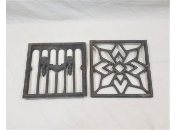 Antique Architectural Cast Iron Wall Or Floor Register Grate Vents Group- ~2 Pieces