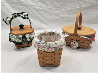 Decorative Collectible Longaberger Small Handwoven Basket Group- ~3 Pieces