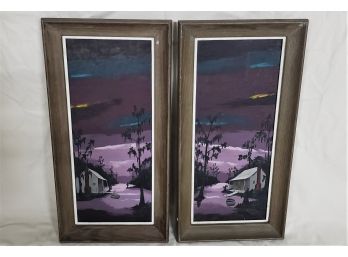 Vintage Framed Oil On Board Paintings Set Signed Roth Group- ~2 Pieces