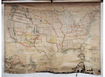Antique 1899 Dept. Of Interior United States Territories Linen Backed School-Type Wall Map ~82 1/2'X~61 1/2'
