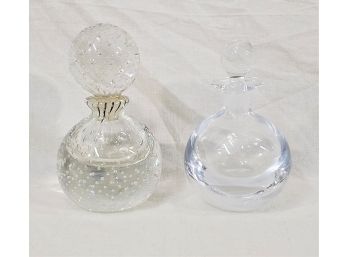 Vintage Crystal Art Glass Perfume Bottles Group- ~2 Pieces