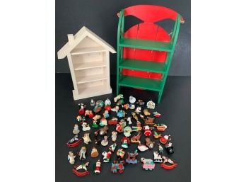 Assorted Vintage Misc. Hallmark Keepsake Miniature Loose Ornaments & Display Shelves Group- ~63 Items