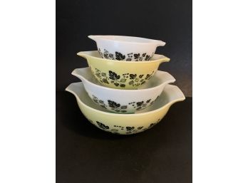 Vintage Pyrex Black Gooseberry Cinderella Bowl Set- ~4 Pieces