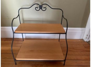 Decorative Collectible Longaberger Wrought Iron Small Bakers Rack W/woodcrafts Shelves