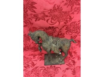 Vintage Cast Iron Tang Dynasty Horse Statue