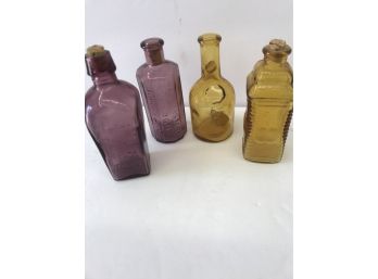 4 Vintage Small Colored Bottles