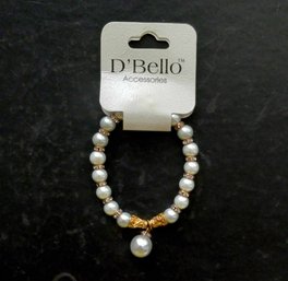 NEW FAUX PEARL GOLD TONE BRACELET BY D'BELLO ACCESSORIES