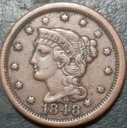 1848 BRAIDED HAIR LARGE CENT FINE 15 QUALITY