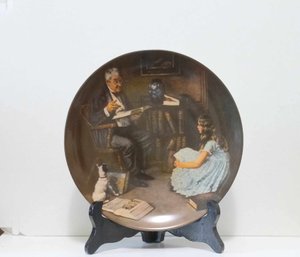 VINTAGE 1984 THE BRADFORD EXCHANGE EVENING EASE NORMAN ROCKWELL COLLECTIBLE PLATE WITH COA AND ORIGINAL BOX