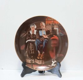 VINTAGE 1984 THE BRADFORD EXCHANGE EVENING EASE NORMAN ROCKWELL COLLECTIBLE PLATE WITH COA AND ORIGINAL BOX