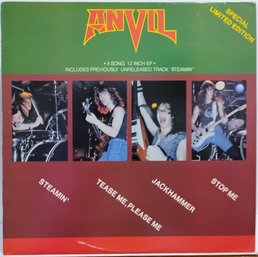 LIMITED EDITION 1982 UK IMPORT RELEASE ANVIL STOP ME/TEASE ME PLEASE 12'' 45 RPM VINYL RECORD MET 12 001
