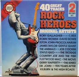 1979 LIMITED EDITION UK RELEASE 40 ROCK HEROES COMPILATION 2X VINYL RECORD SET PLD 8001 PICKWICK RECORDS.