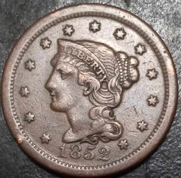 1852 BRAIDED HAIR LARGE CENT VF-20 QUALITY
