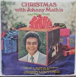 1973 RELEASE CHRISTMAS WITH JOHNNY MATHIS AND PERCY FAITH ALBUM VINYL RECORD P 11805 COLUMBIA RECORDS.