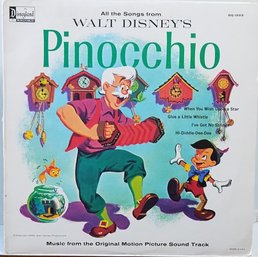 1963 REISSUE WALT DISNEY'S PINOCCHIO ORIGINAL MOTION PICTURE SOUNDTRACK VINYL LP DQ 1202 WALT DISNEY MUSIC.