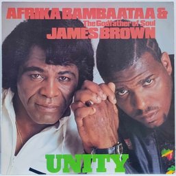1984 RELEASE AFRIKA BAMBAATAA AND THE GODFATHER OF SOUL JAMES BROWN-UNITY VINYL LP T8-847 TOMMY BOY RECORDS