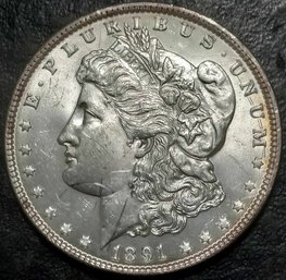 1891 MORGAN SILVER DOLLAR MS-61 TO MS-62 QUALITY