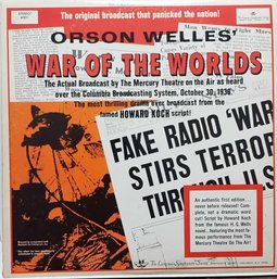 1968 REMASTERED RELEASE ORSEN WELLS-THE WAR OF THE WORLDS VINYL RECORD SY 5251/LW401 LONGINES SYMPHONETTE SOC.