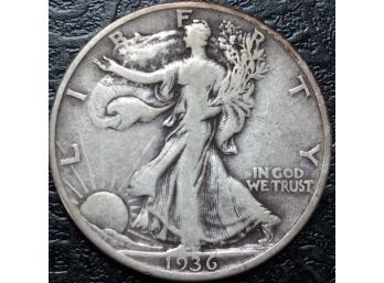 1936-D WALKING LIBERTY HALF DOLLAR VERY FINE CONDITION