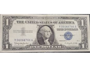 CRISP 1957-B $1.00 SILVER CERTIFICATE AU