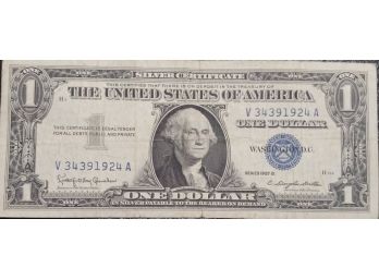CRISP 1957-B $1.00 SILVER CERTIFICATE AU