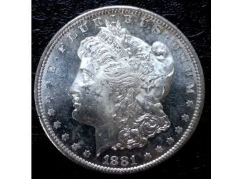 1881-S MORGAN SILVER DOLLAR MS-64 PROOF LIKE QUUALITY WITH GLASS MIRROR SURFACES (YOU WILL BE VERY PLEASED)