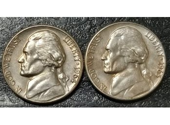 1963-D, 1964-D JEFFERSON NICKELS BRILLIANT UNCIRCULATED LOT OF 2