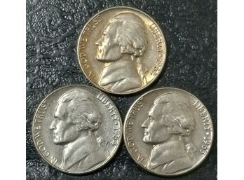 1962-P, 1963-D, 1964-P JEFFERSON NICKELS BRILLIANT UNCIRCULATED LOT OF 3
