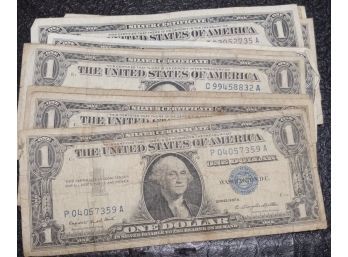 LOT OF 10 1957 $1.00 SILVER CERTIFICATES-SOME WITH CRISPNESS