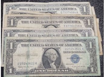 LOT OF 10 1957 $1.00 SILVER CERTIFICATES-SOME WITH CRISPNESS