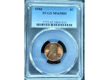 1944-P LINCOLN WHEAT CENT PCGS MS-65 RED SUPERB GEM