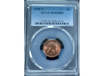 1946-S LINCOLN WHEAT CENT PCGS MS-65 RED SUPERB GEM