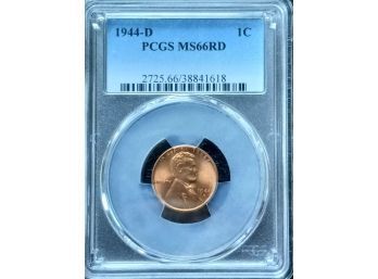 1944-P LINCOLN WHEAT CENT PCGS MS-66 RED SUPERB GEM