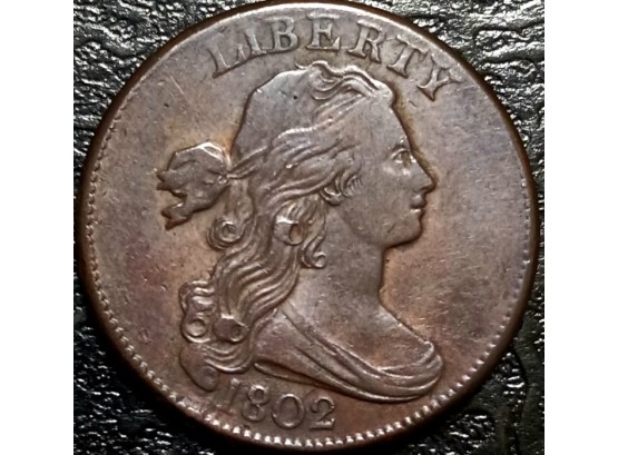 ULTRA RARE 1802 DRAPED BUST LARGE CENT XF-45 QUALITY STUNNING DETAILS !
