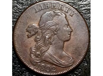 ULTRA RARE 1802 DRAPED BUST LARGE CENT XF-45 QUALITY STUNNING DETAILS !
