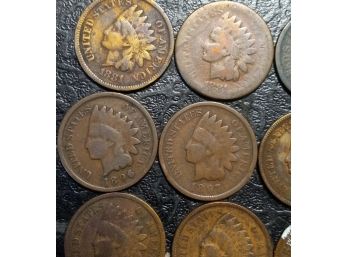 LOT OF 11 INDIAN HEAD CENTS 1881-1904 GOOD TO VERY FINE