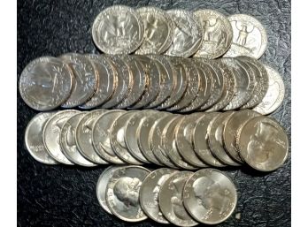 GEM BRILLIANT UNCIRCULATED ROLL OF 1974-P WASHINGTON QUARTERS NICE AS THE DAY THEY WERE MINTED (40 COINS))