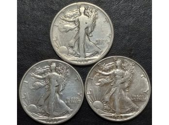 1918-S,1939,1942  SILVER WALKING LIBERTY HALF DOLLARS FINE TO EXTRA FINE QUALITY. NICE SELECTION !