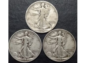 1918-S,1934-S,1940  SILVER WALKING LIBERTY HALF DOLLARS FINE TO VF-35 QUALITY. NICE SELECTION !